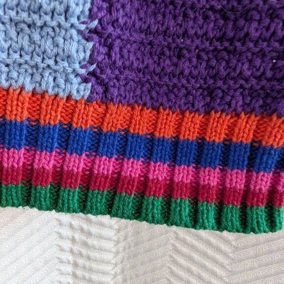 ZARA Knit Patchwork Sweater Vest Colorblock Cotton Size Small Eclectic Artsy - Picture 9 of 12